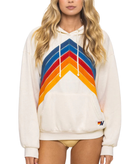 Aviator Nation Women Mountain Stitch Chevron Relaxed Pullover Hoodie Womens Casual Tops Aviator Nation Vintage White Juniors/Women XS