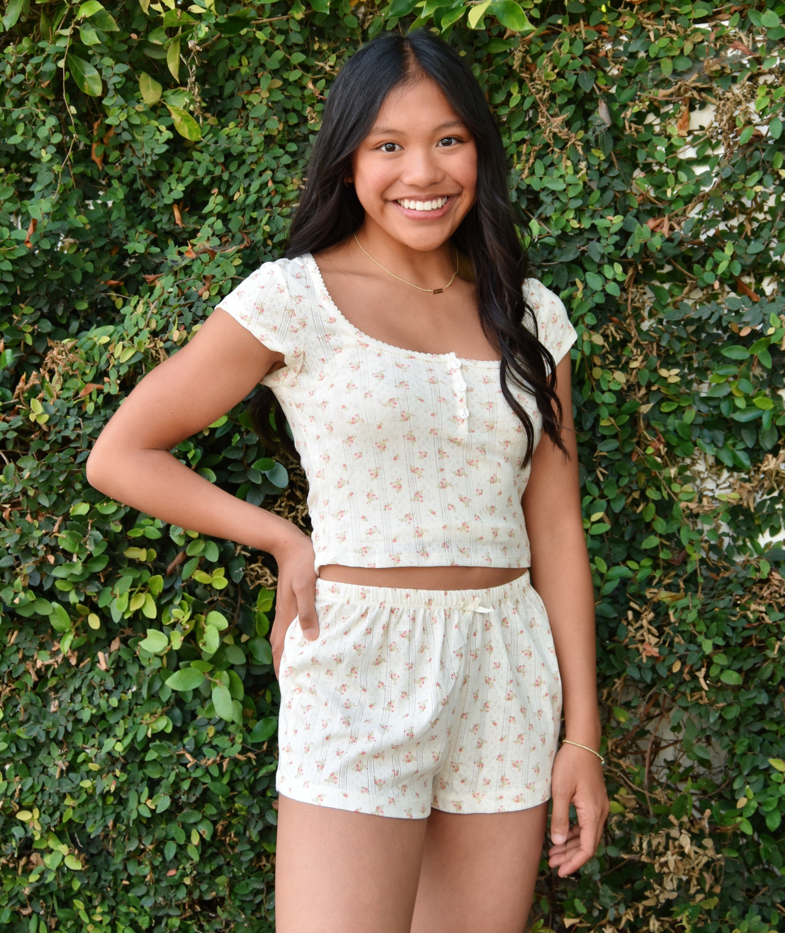 8apart Women Tommie Red Floral Baby Tee