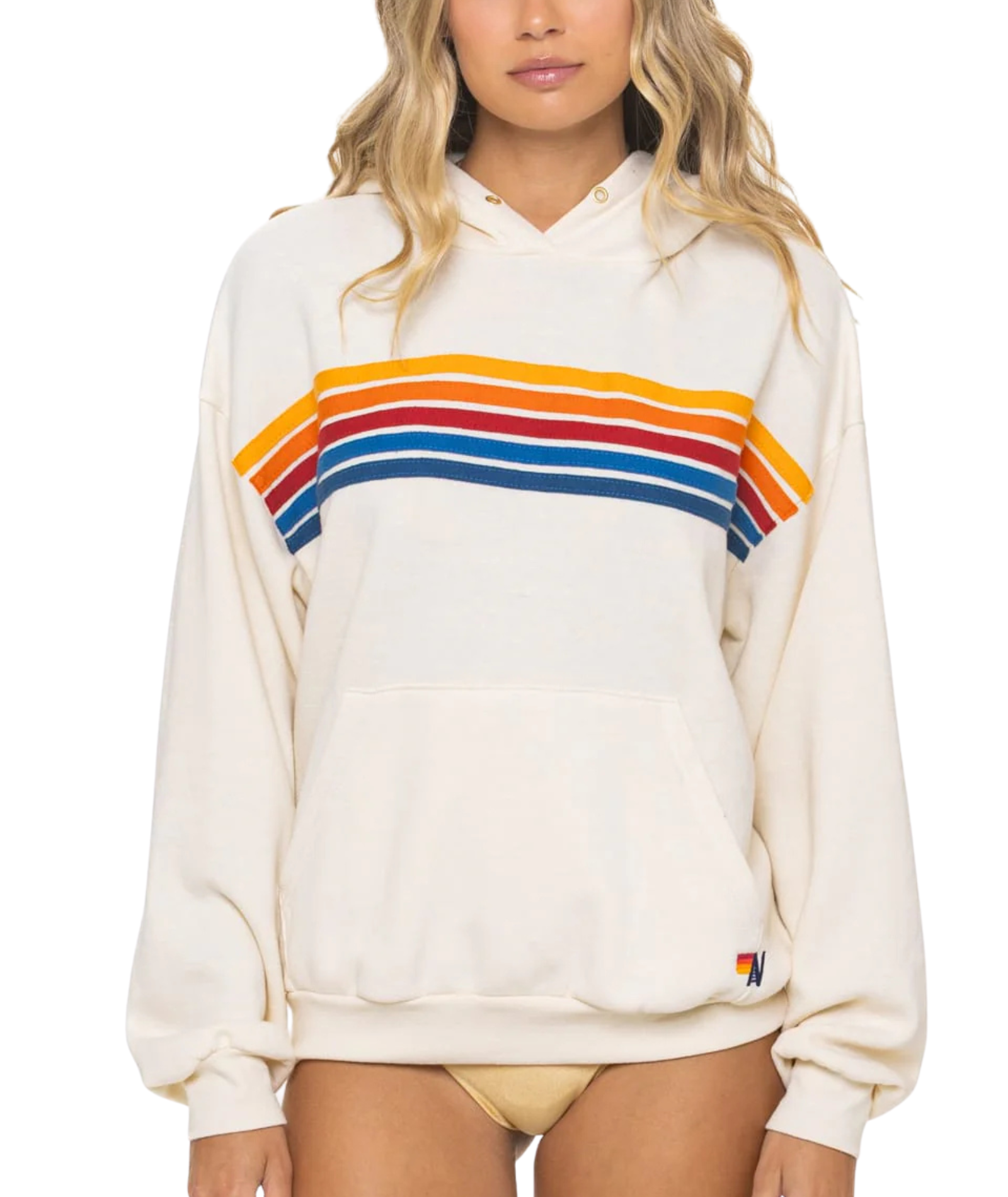 Aviator Nation Women 5 Stripe Relaxed Pullover Hoodie