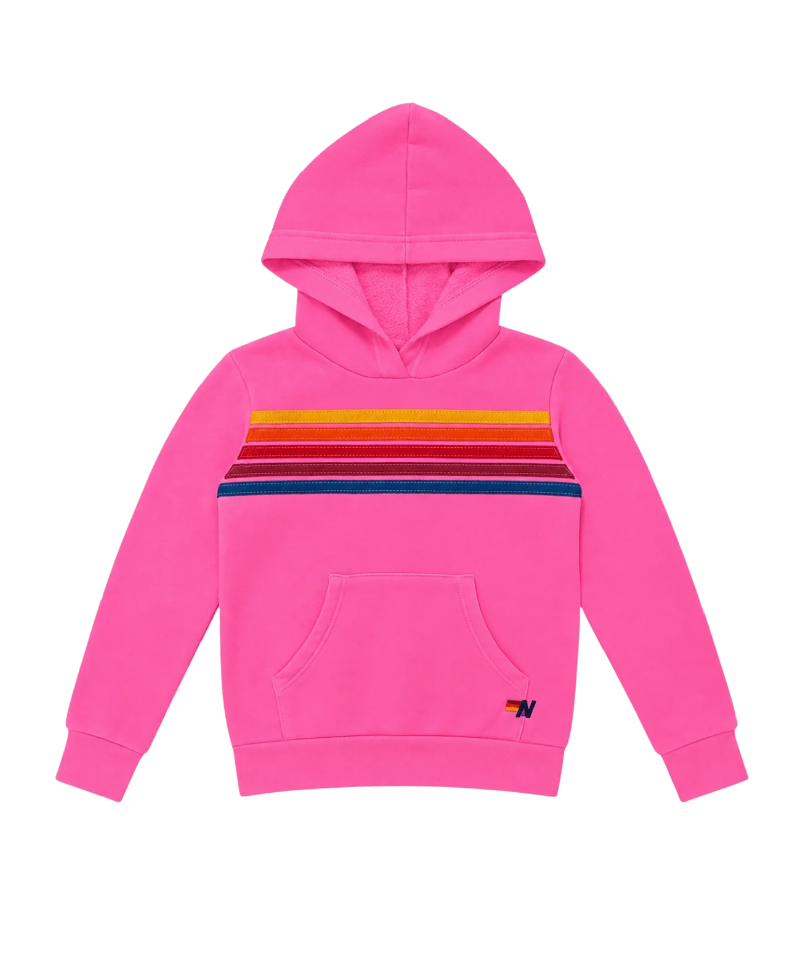 Aviator Nation Kids 5 Stripe Pullover Hoodie Neon Pink