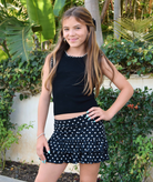 Cheryl Creations Girls Macey Polka Dot Ruffle Skirt Girls Casual Bottoms Cheryl Creations Black Y/S (7/8)