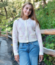 Love Shack Fancy Women Veronika Cardigan Milk Rose Distressed/seasonal womens Love Shack Fancy Ivory Juniors/Women XXS