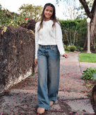 Motel Rocks Women Low Rise Roomy Jeans Brown Blue Acid Wash Womens Denim Motel Rocks Brown Juniors/Women 24/30