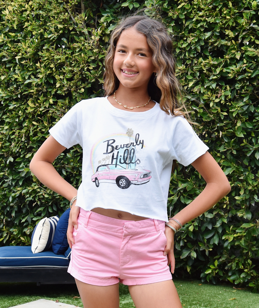 Prince Peter Girls Beverly Hills Roadster Crop Tee Girls Casual Tops Prince Peter   