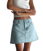 Motel Rocks Women Mini A-Line Skirt Blue Bleach Womens Denim Motel Rocks