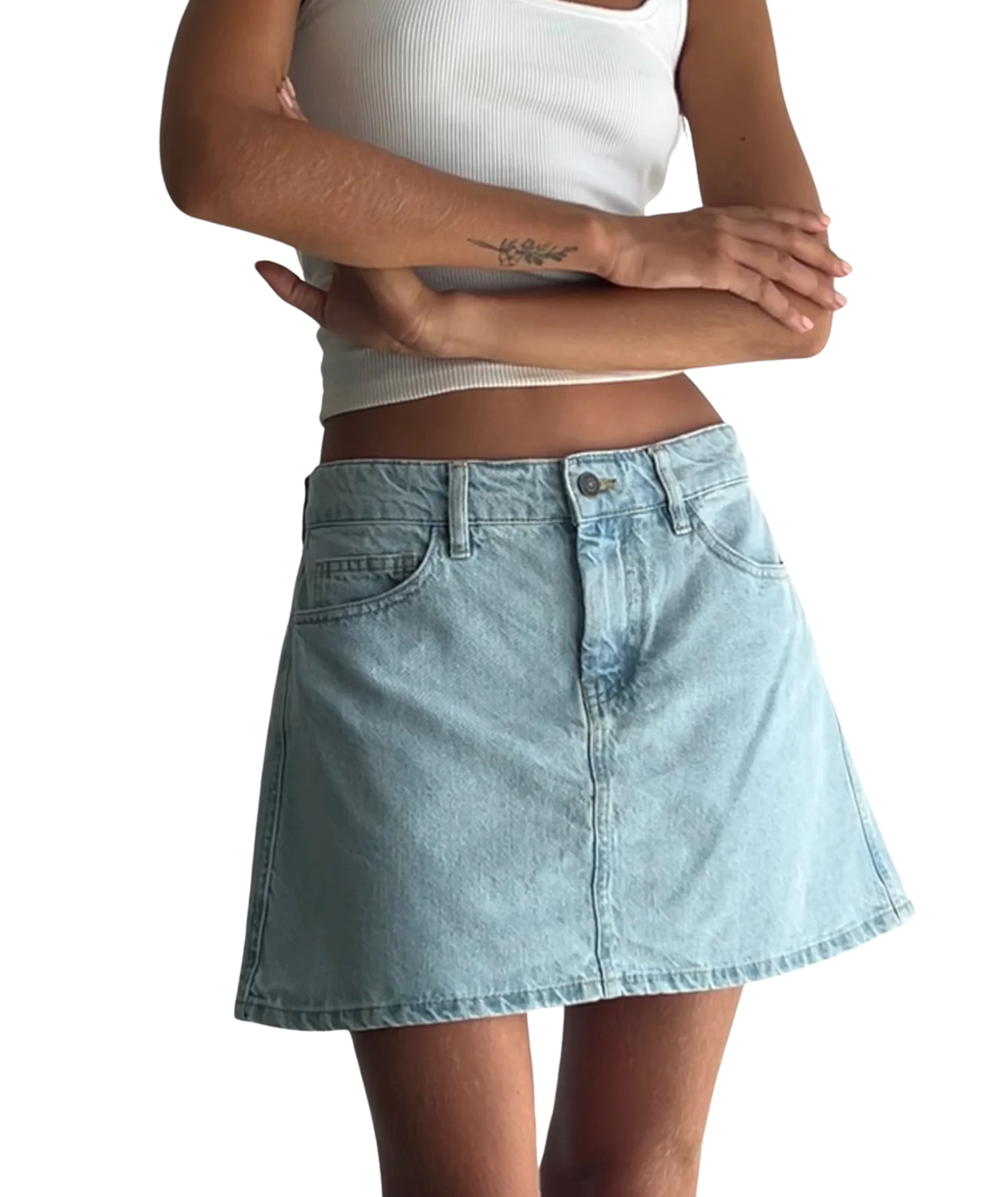 Motel Rocks Women Mini A-Line Skirt Blue Bleach Womens Denim Motel Rocks