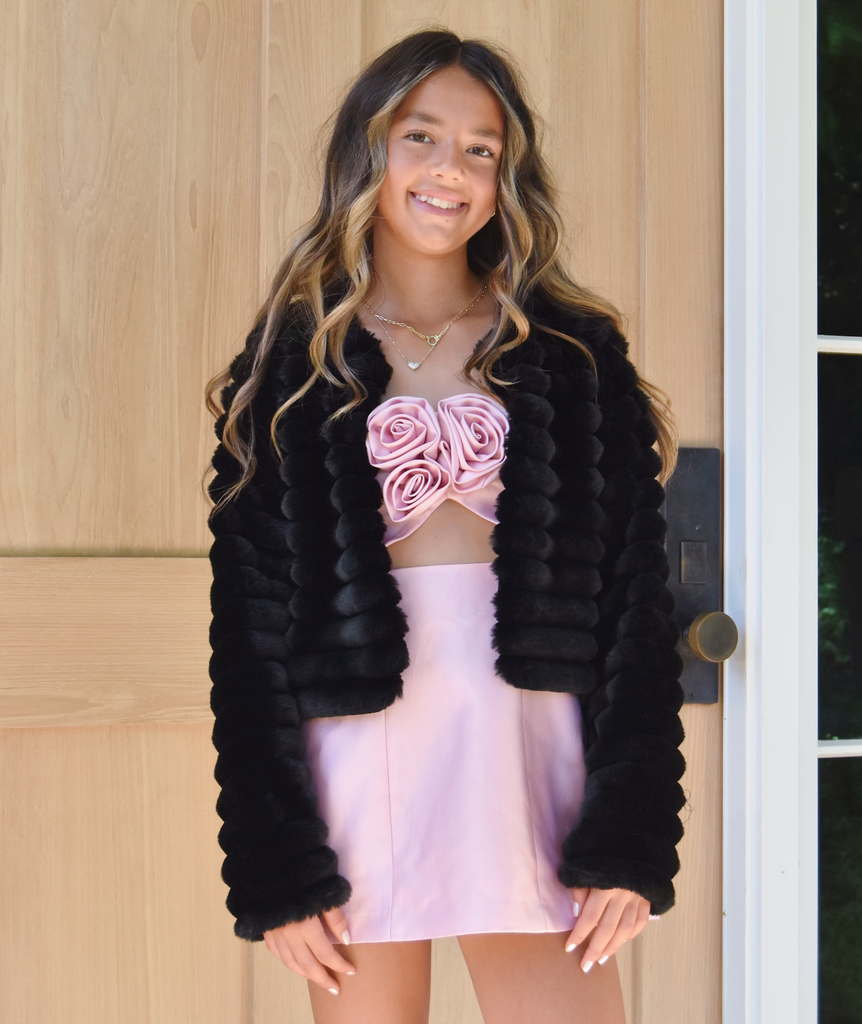 FBZ Girls Fancy Faux Fur Jacket Girls Special Tops FBZ Flowers By Zoe   