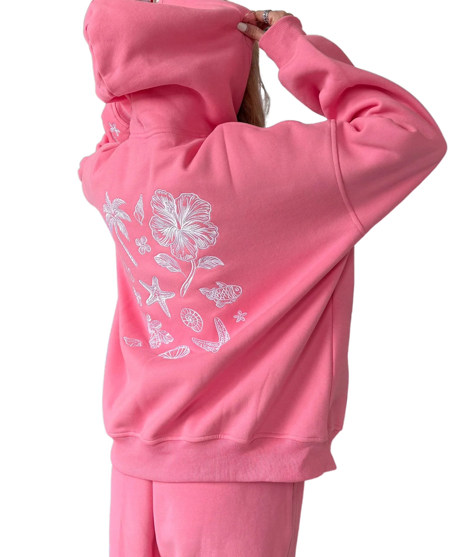 Sunkissed Coconut Juniors Hibiscus Pink Tropical Hoodie Womens Casual Tops Sunkissed Coconut