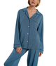 Eberjey Women Gisele Long PJ Set Cloud Blue/Navy