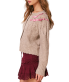 Love Shack Fancy Women Clementian Cardigan Oatmeal Melange Womens Casual Tops Love Shack Fancy