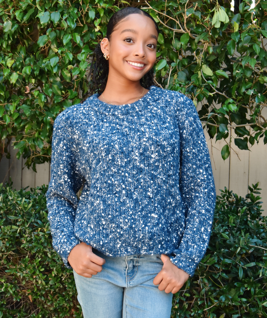 FBZ Girls Blue Confetti Sweater Girls Casual Tops FBZ Flowers By Zoe Blue Y/S (7/8) 