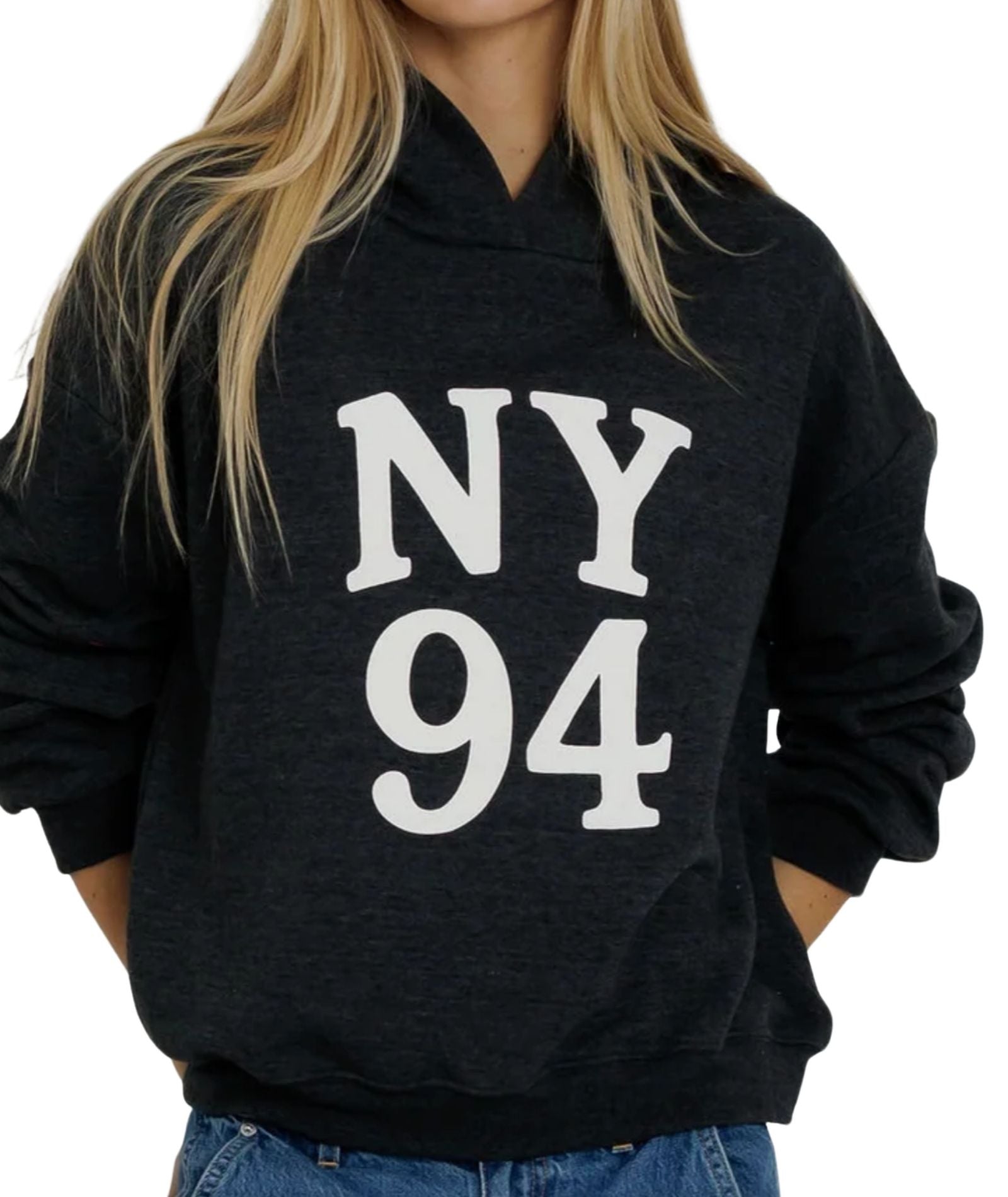 Sunny Somewhere Women NY 94 Classic Hoodie Womens Casual Tops Sunny Somewhere Vintage Black Juniors/Women XS