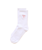 Frankie's Exclusives Pink Bow Crew Socks Accessories Frankie's Exclusives White Juniors/Women One Size Fits Most