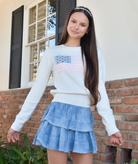 Theme Girls Tiegen American Flag Sweater Girls Casual Tops Theme-NYC White Y/XS (6X)
