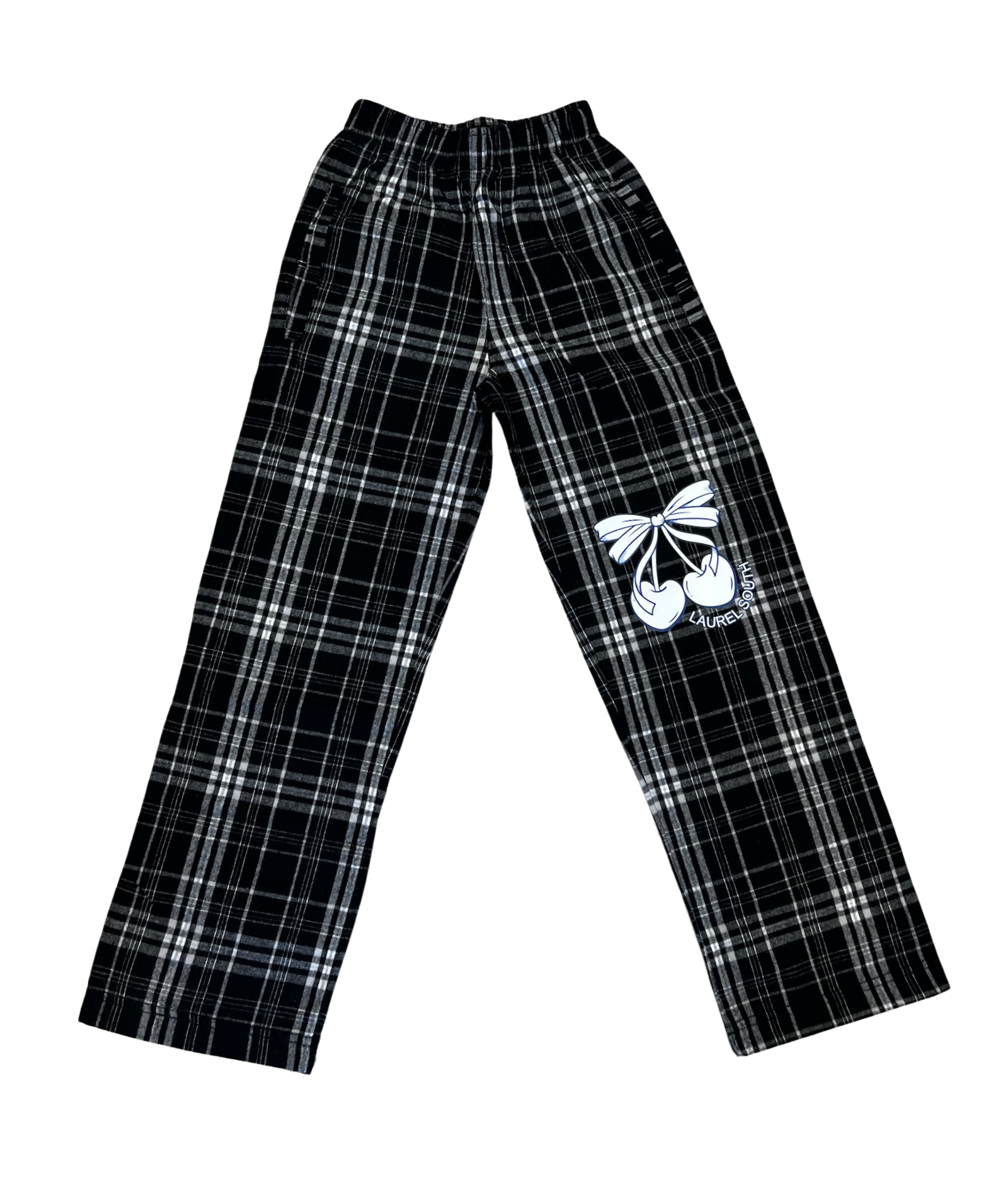 Girls Laurel South Camp is Sweet Cherry Bows Camp Flannel Pant Girls Casual Bottoms Frankie's Exclusives Plaid Y/S (6/7)