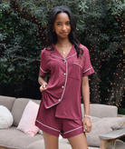 Eberjey Women Gisele Relaxed Short PJ Set Bordeaux/Ivory Accessories Eberjey