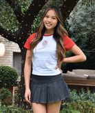 8apart Women Lucky Bow Baseball Tee Womens Casual Tops 8apart