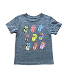 Rowdy Sprout Girls Rolling Stones Tongue Tee Girls Casual Tops Rowdy Sprout Heather Grey Y/4