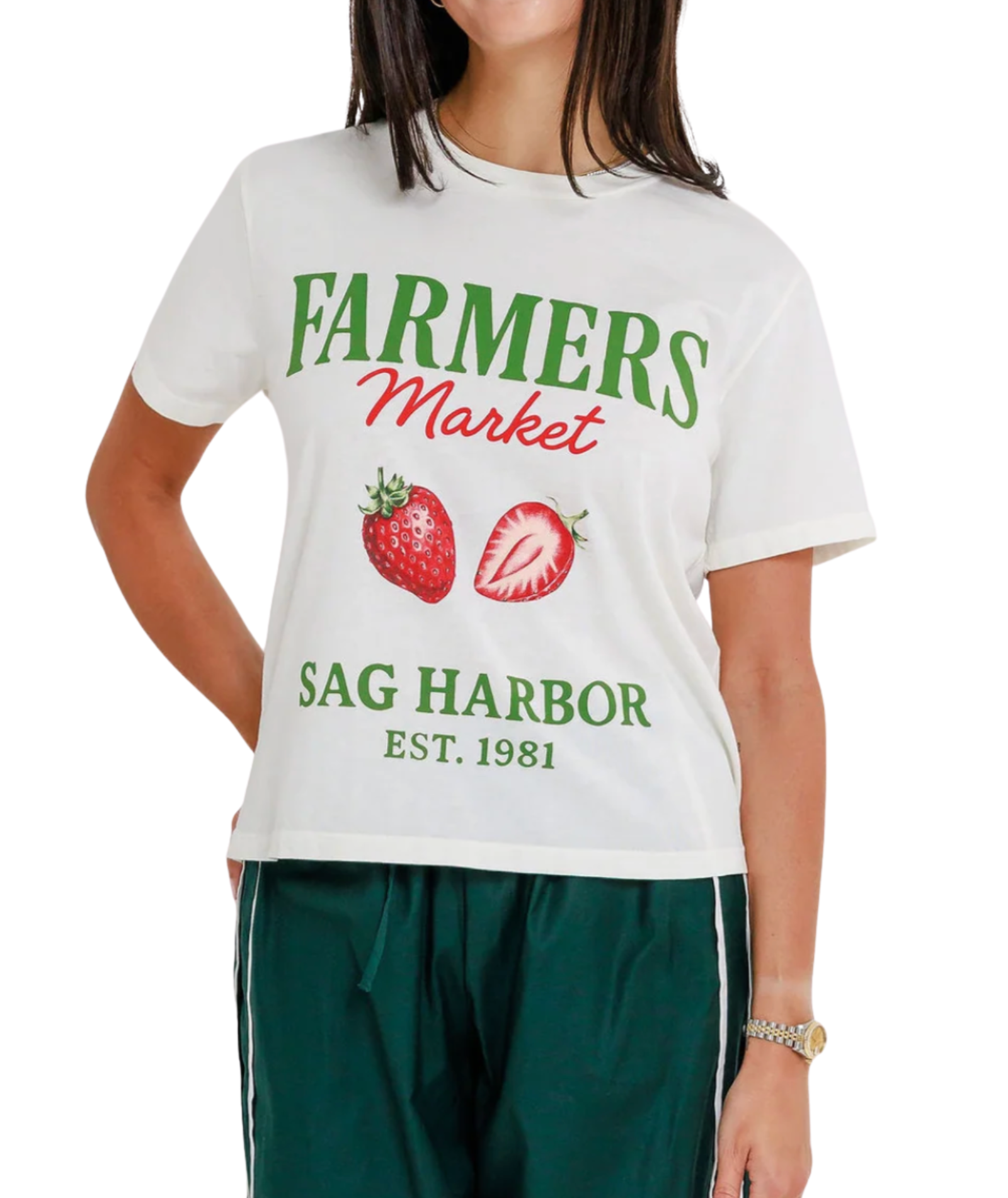 Sunny Somewhere Women Sag Harbor Farmers Market Everyday Tee Womens Casual Tops Sunny Somewhere White Juniors/Women XS