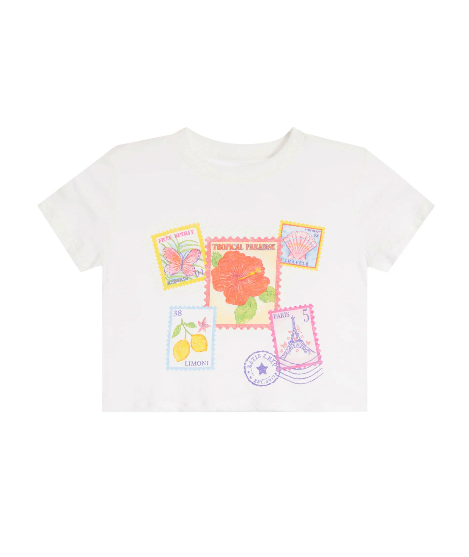 Katie J NYC Girls Printed Stamps Fearless Tee