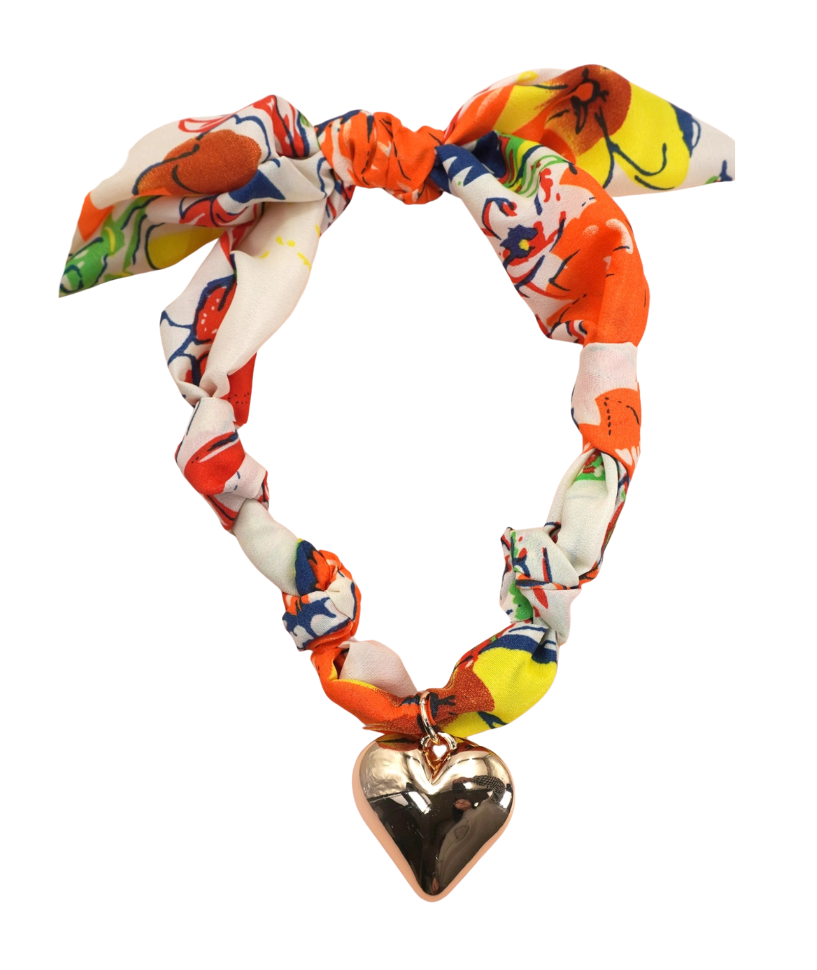Frankie's Exclusives Josie Scarf Charm Necklace Puffy Heart Oranges Jewelry - Trend Frankie's Exclusives Multi
