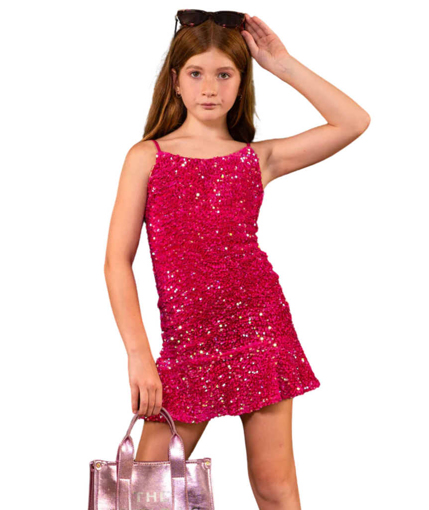 Miss Behave Girls Amanda Sequin Ruffle Dress Girls Special Dresses Miss Behave   