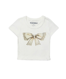 Katie J NYC Girls Vintage Bow Tee Girls Casual Tops Katie J NYC White Y/S (7/8)