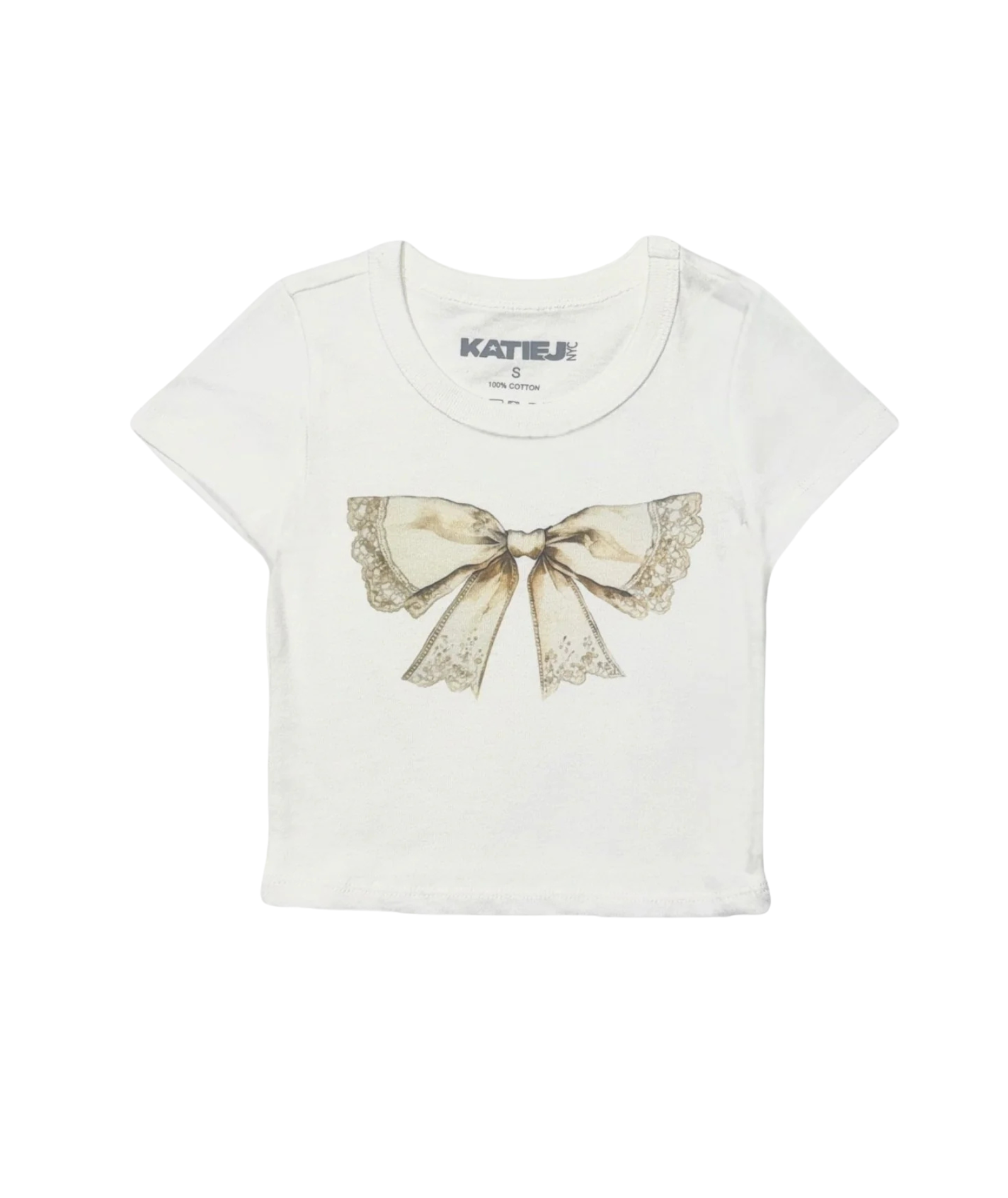 Katie J NYC Girls Vintage Bow Tee Girls Casual Tops Katie J NYC White Y/S (7/8)