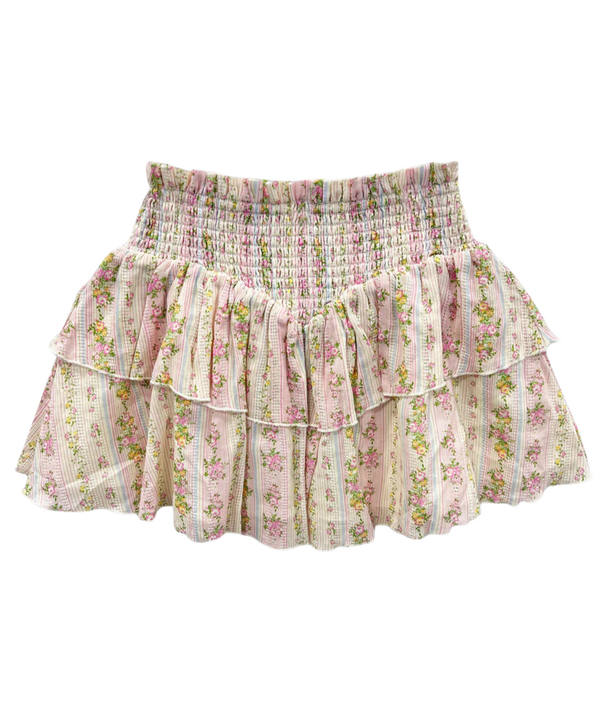 Katie J NYC Girls Shabby Floral Stripe Brooke Skirt Girls Casual Bottoms Katie J NYC