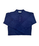 8apart Women Allison Collar Crop Sweater Womens Casual Tops 8apart Junior/Womens S/M Navy