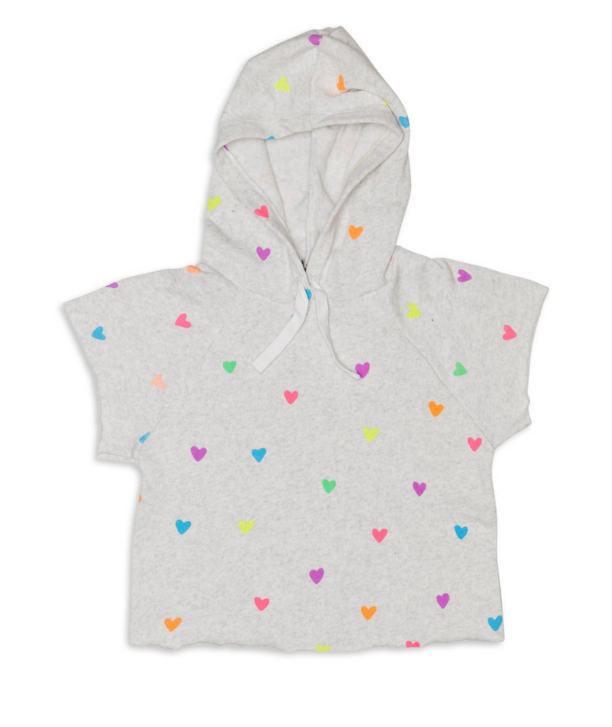 FBZ Girls Betsy All Over Hearts Short Sleeve Pullover Hoodie Girls Casual Tops FBZ Flowers By Zoe