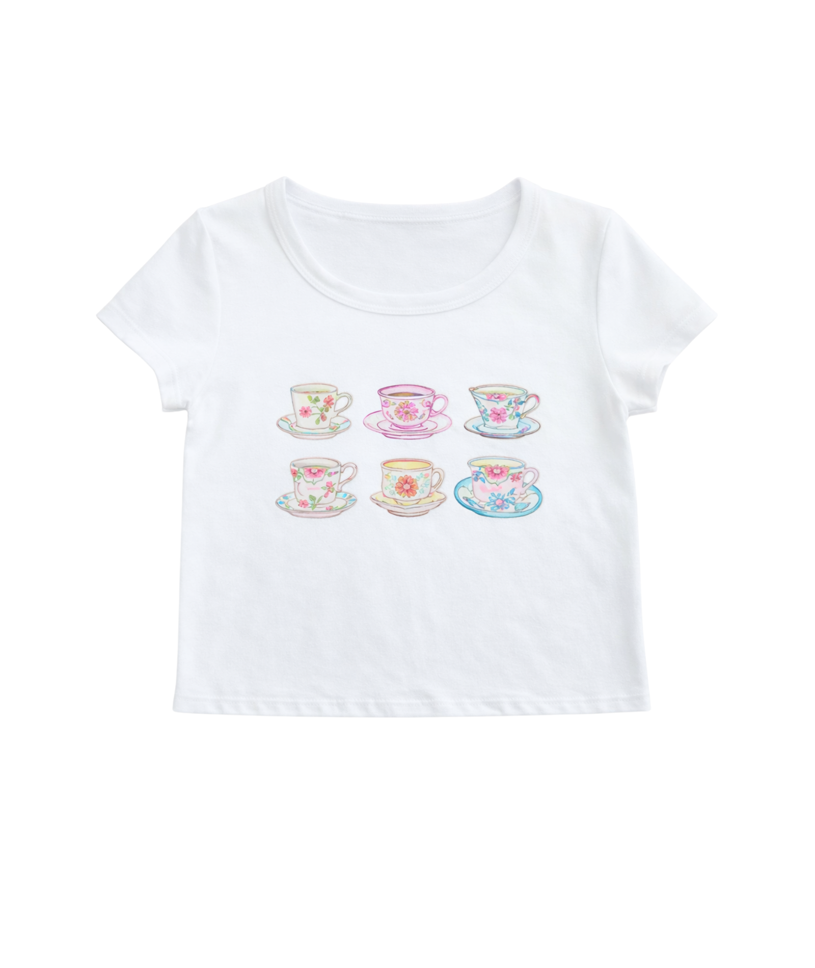 Katie J NYC Girls Tea Cup Tee Girls Casual Tops Katie J NYC White Y/S (7/8)