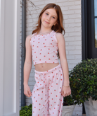 FBZ Girls Strawberry Pointelle Ruffle Tank Girls Casual Tops FBZ Flowers By Zoe Pink Y/5