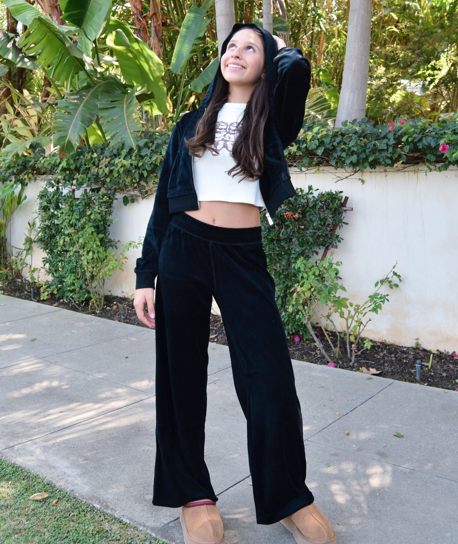 Katie J NYC Girls Jade Wide Leg Sweatpants Girls Casual Bottoms Katie J NYC Black Y/S (7/8)