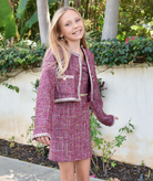 Katie J NYC Girls Hattie Hot Pink Boucle Jacket Girls Casual Tops Katie J NYC Hot Pink Y/S (7/8)