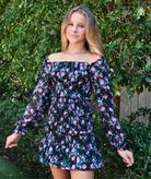 Katie J NYC Girls Black/Pink Winter Floral Sheer Laila Dress Distressed/seasonal girls Katie J NYC