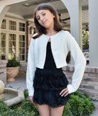 Katie J NYC Girls Kitty Pearl Trim Cardigan Girls Casual Tops Katie J NYC