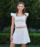 Love Shack Fancy Girls Solena Skirt Sunwashed Ivory Girls Casual Bottoms Love Shack Fancy Floral Y/7