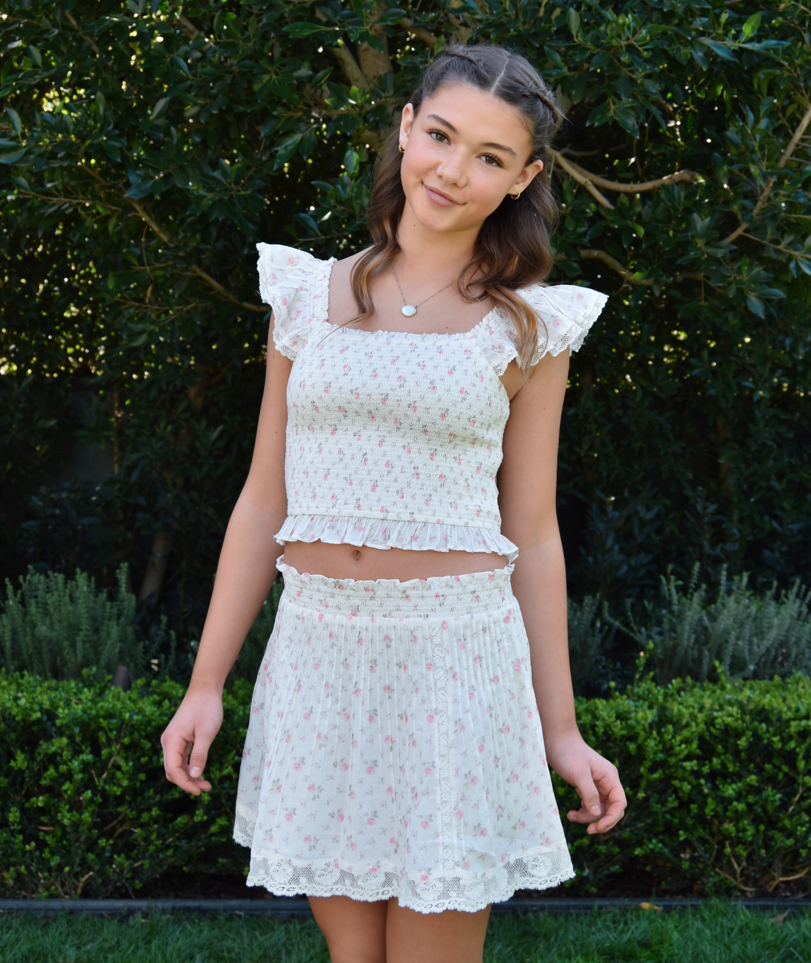 Love Shack Fancy Girls Solena Skirt Sunwashed Ivory Girls Casual Bottoms Love Shack Fancy