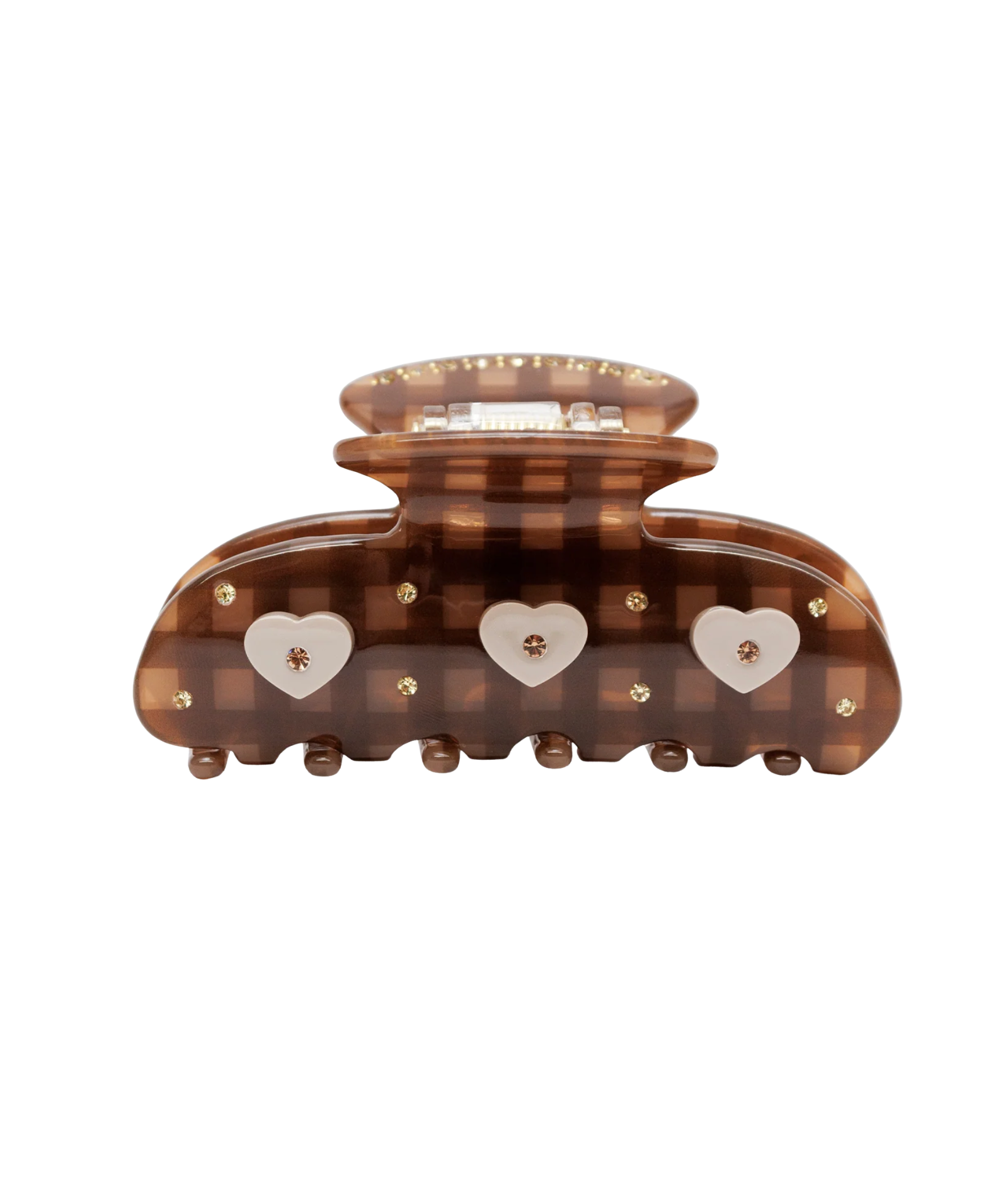 Emi Jay Sweetheart Clip in Cuddle Me Gingham Accessories Emi Jay Brown