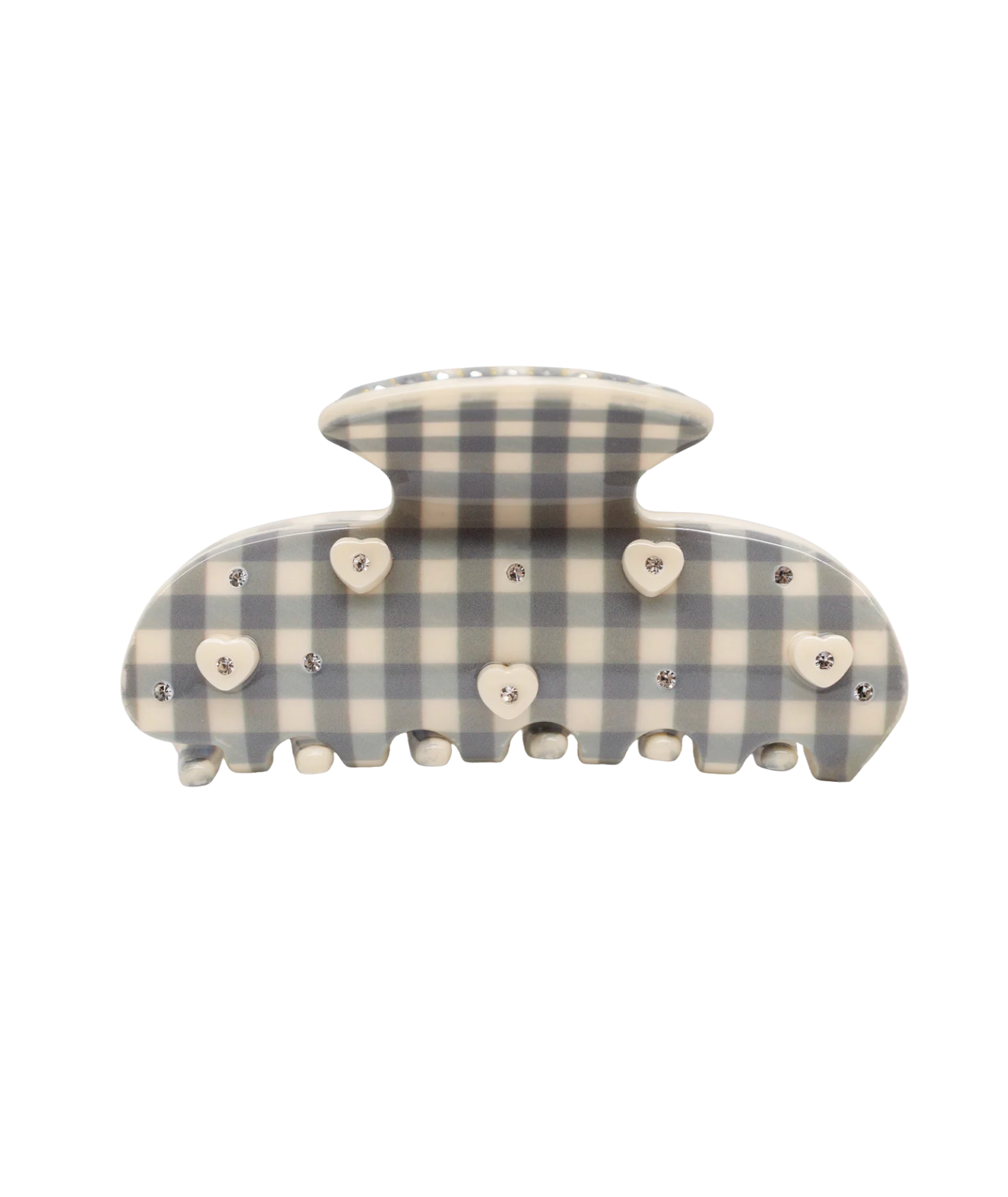 Emi Jay Sweetheart Clip in Cozy Cloud Gingham Accessories Emi Jay Grey