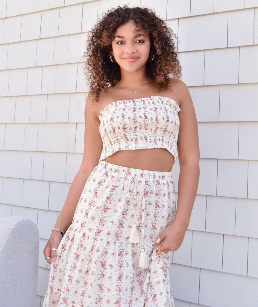 Women Juniors Katie J NYC Shabby Chic Floral Bea Tube Top Frankie s on the Park