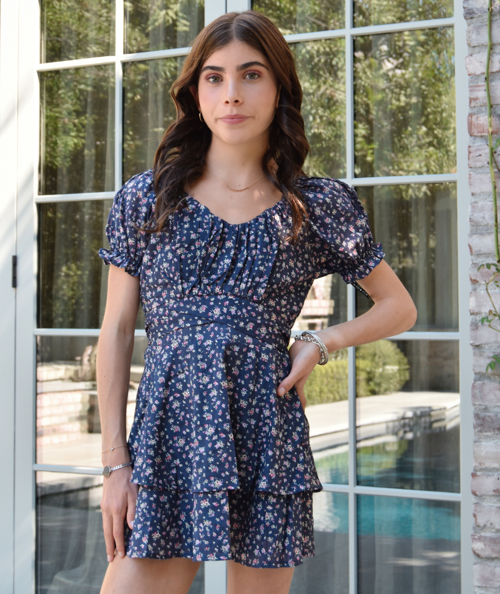 Katie J NYC Girls Midnight Ditsy Floral Delilah Dress Distressed/seasonal girls Katie J NYC Floral Y/S (7/8)