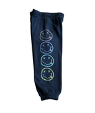 Rowdy Sprout Girls Nirvana Smiley Sweatpants Washed Black Girls Casual Bottoms Rowdy Sprout Black Y/XS (6X)