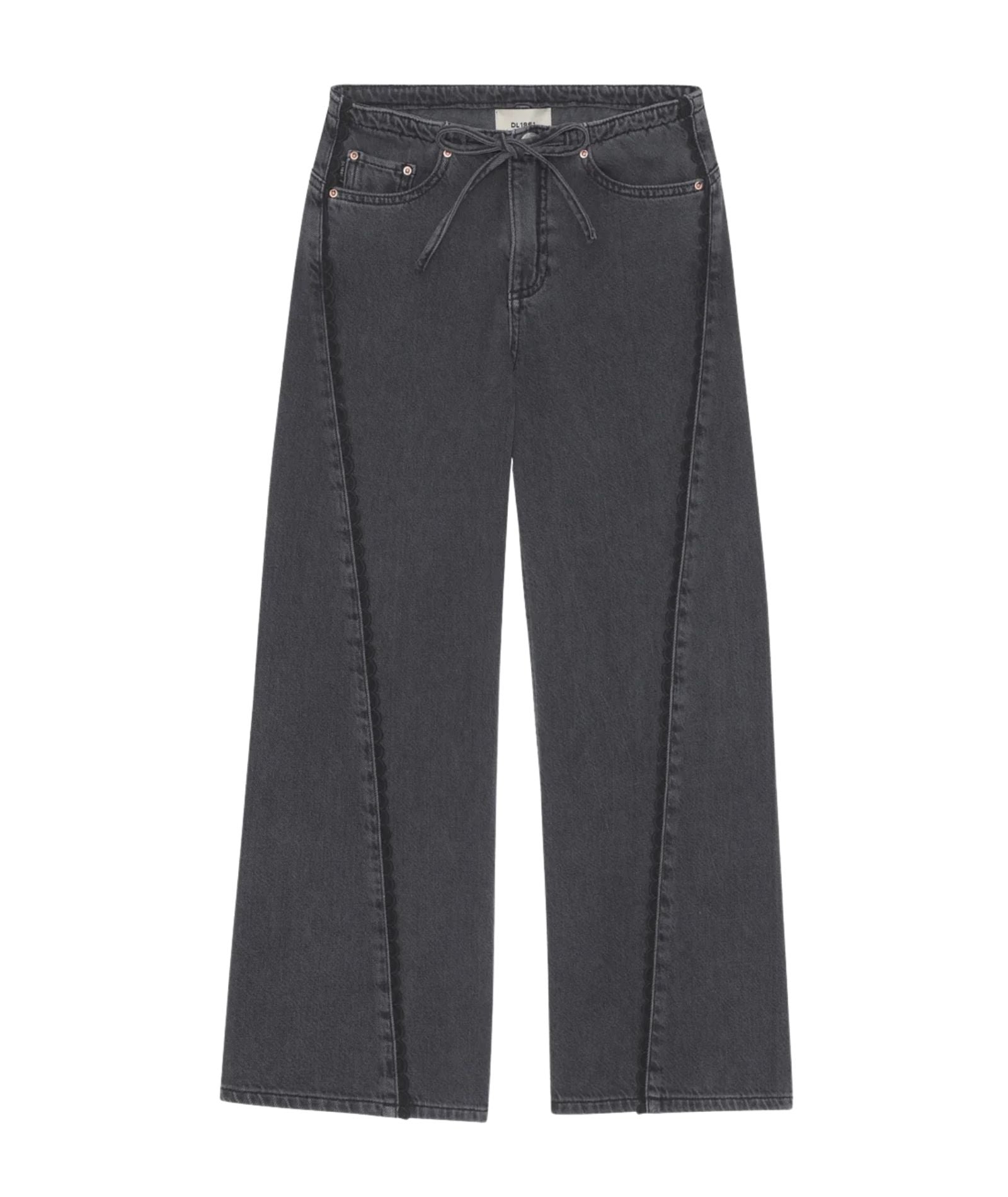 DL1961 Girls Frankie Nightshade Lace Aura Low Slung Wide Leg Jeans
