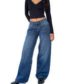 Motel Rocks Women Low Rise Roomy Jeans College Blue Wash Womens Denim Motel Rocks