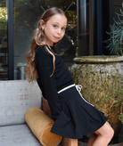 FBZ Girls Frieda Black Skirt With White Bow Girls Special Bottoms FBZ Flowers By Zoe