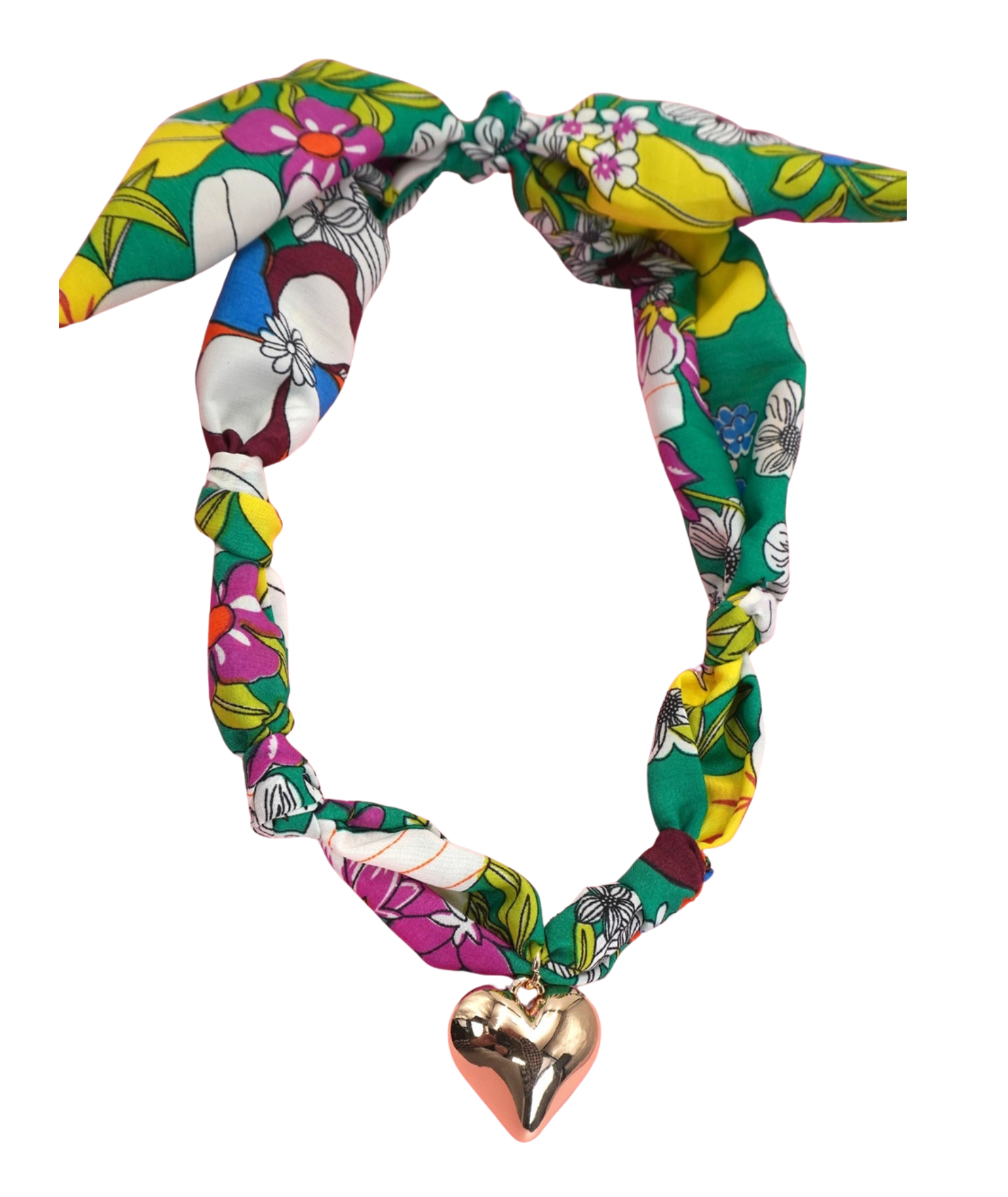 Frankie's Exclusives Josie Scarf Charm Necklace Puffy Heart Greens Jewelry - Trend Frankie's Exclusives Multi