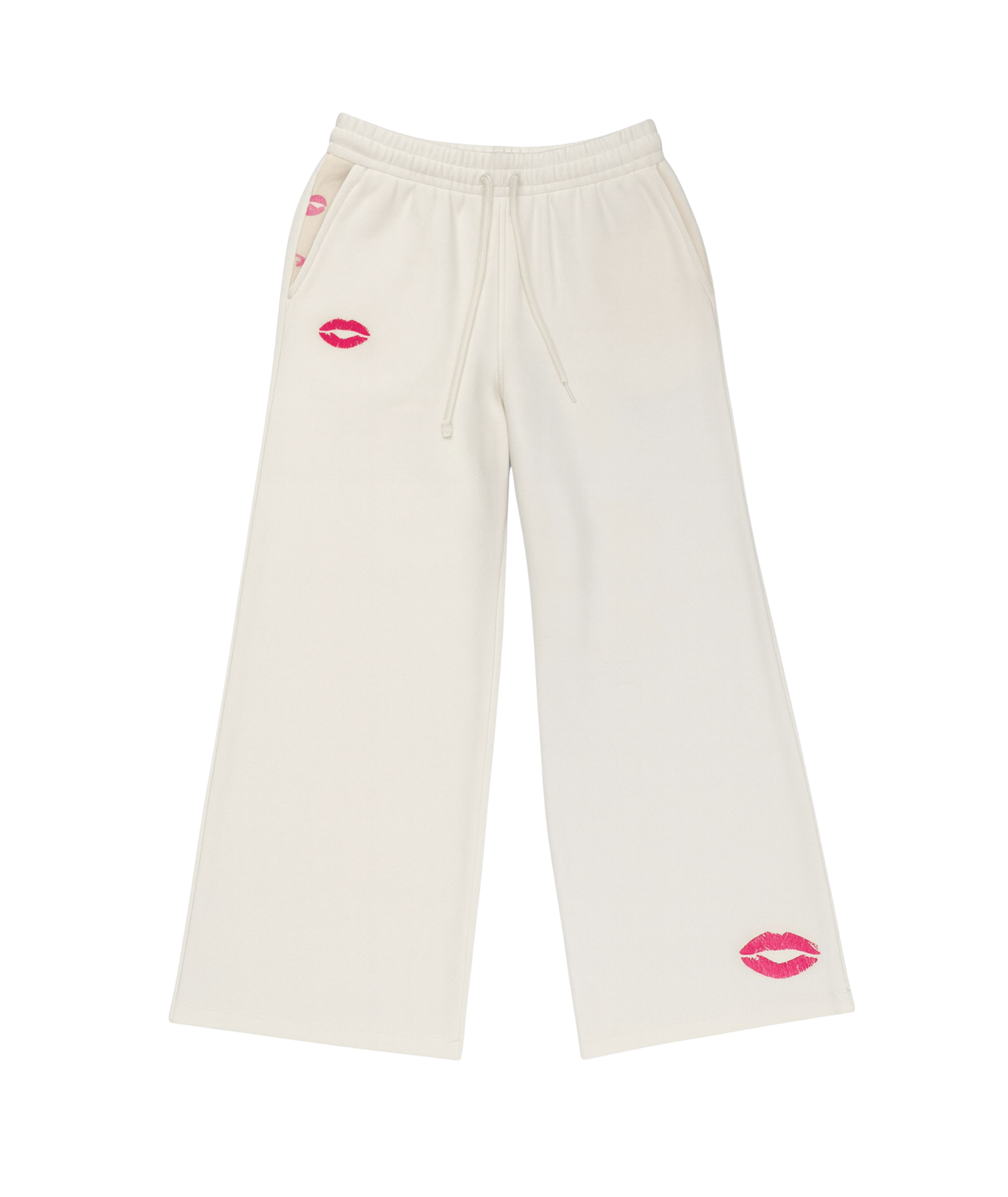 Katie J NYC Girls Tanner Lips Sweatpants Girls Casual Bottoms Katie J NYC Vintage White Y/S (7/8)