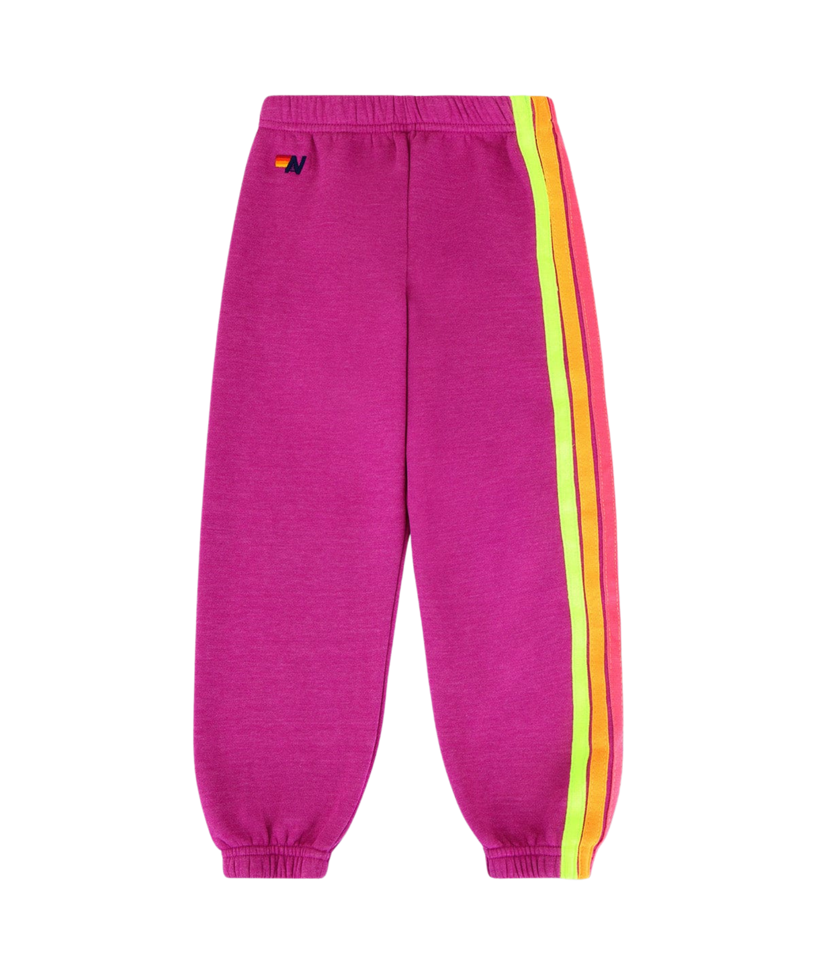 Aviator Nation Kids 5 Stripe Sweatpants Magenta/Yellow Blue Girls Casual Bottoms Aviator Nation Pink Y/M (10)